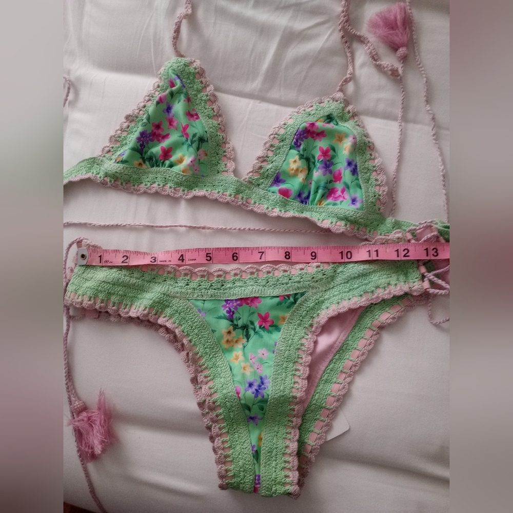 Rinikini Charlotte Lace Up Crochet Bikini Size Small - Picture 6 of 7